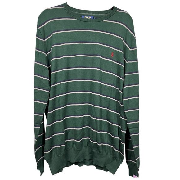 NWTS Polo Ralph Lauren Men’s Striped Sweater Collage Green,Navy,Grey / Size-XLT - Picture 1 of 11